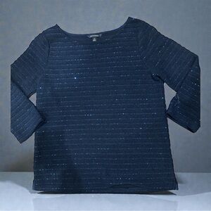 Banana Republic Sweater Womens Medium Blue Shimmer Sparkle Pullover Tight Knit